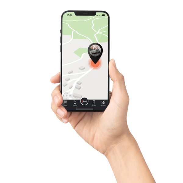 Mockup Smartphone in Hand mit FINDER Portal App von PAJ GPS