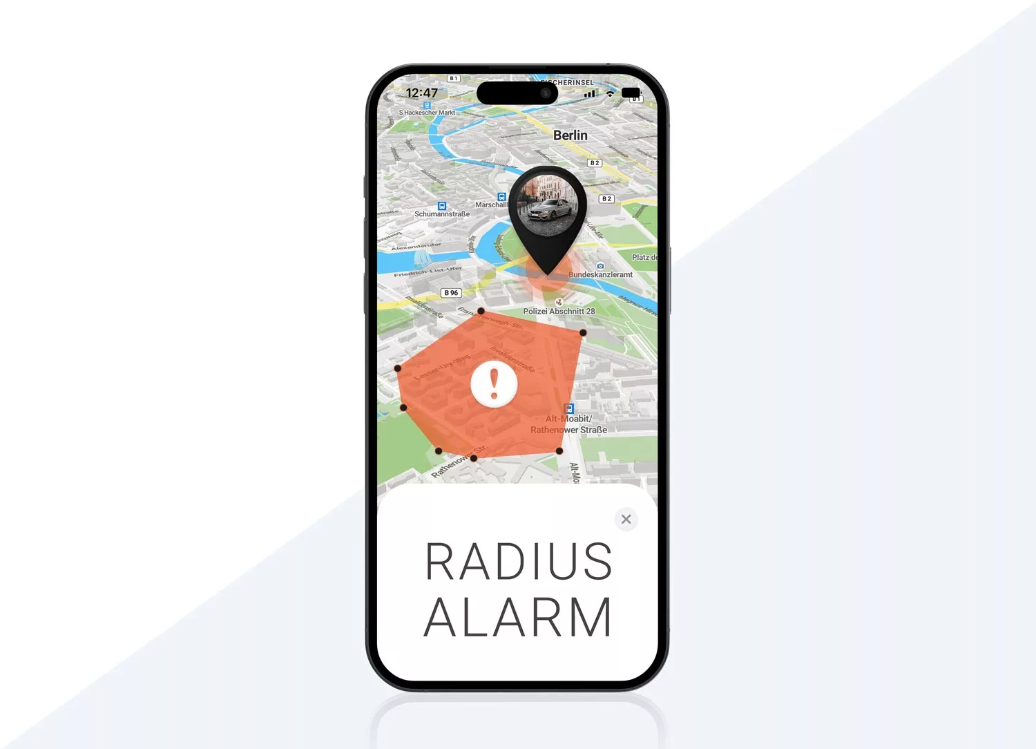 iPhone Mockup PAJ Finder App Geofence