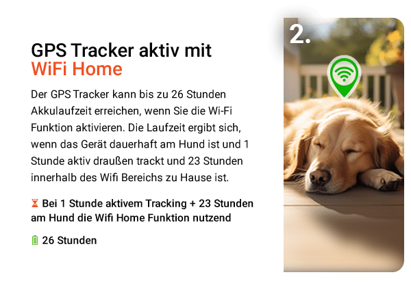 PAJ GPS Tracker für Hunde auch zu Hause bequem nutzen. Längere Akkulaufzeit dank WiFi Home Zone.