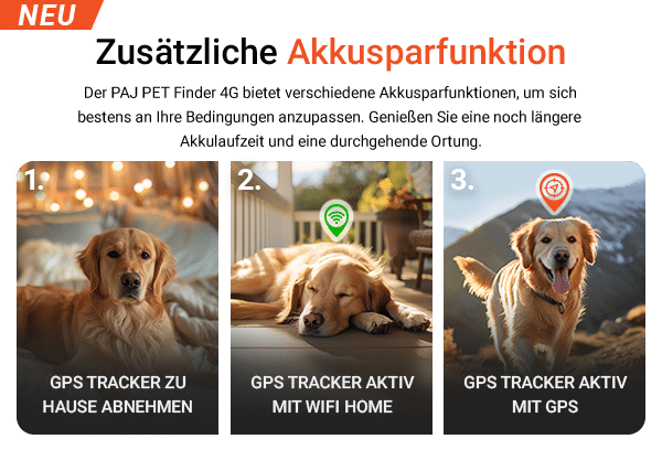 PAJ GPS Tracker für Hunde : Zusätzliche Akkusparfuntkion dank WiFi Home Zone