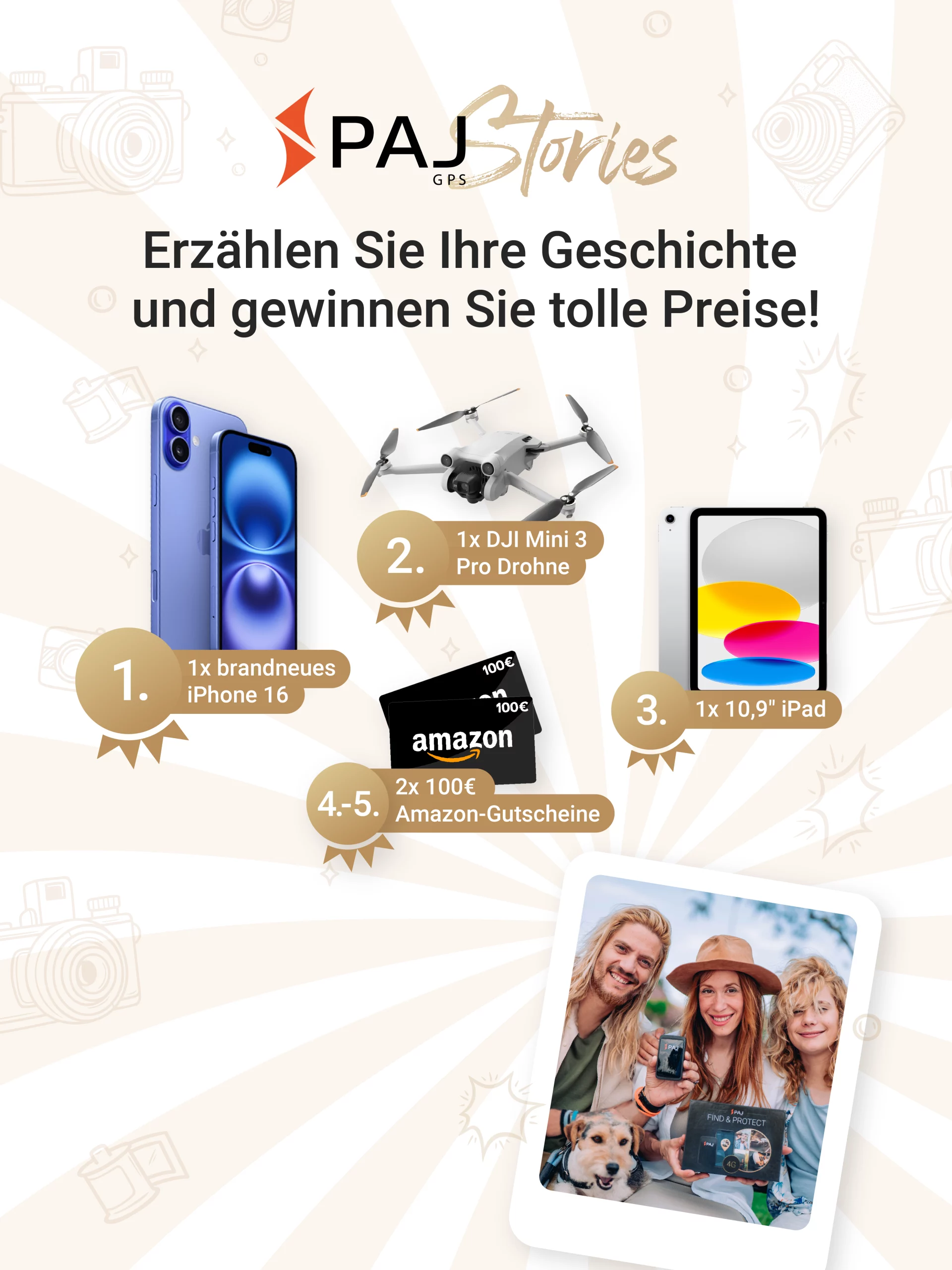 Gewinnspiel Banner für PAJ Stories 2024 PAJ GPS Tracker