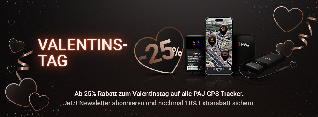 Valentinstag Rabatt: -25% Rabatt auf PAJ GPS Tracker